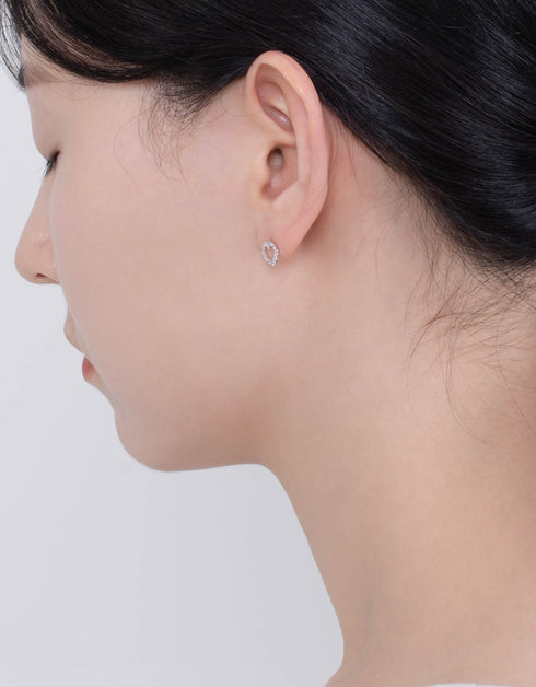 Sparkle of Love: Sterling Silver Heart-Shape CZ Studs